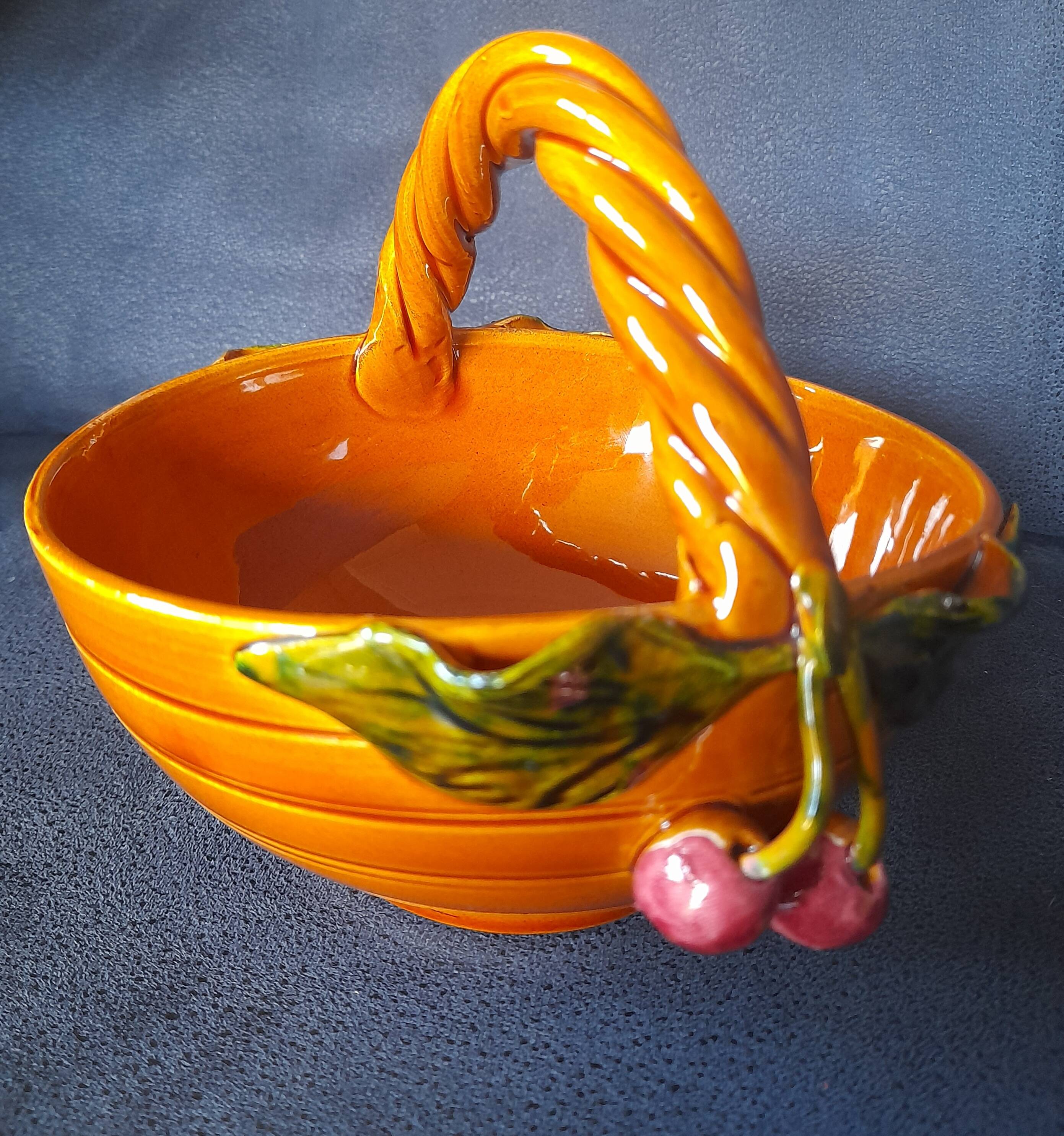 Ceramic basket with cherries
