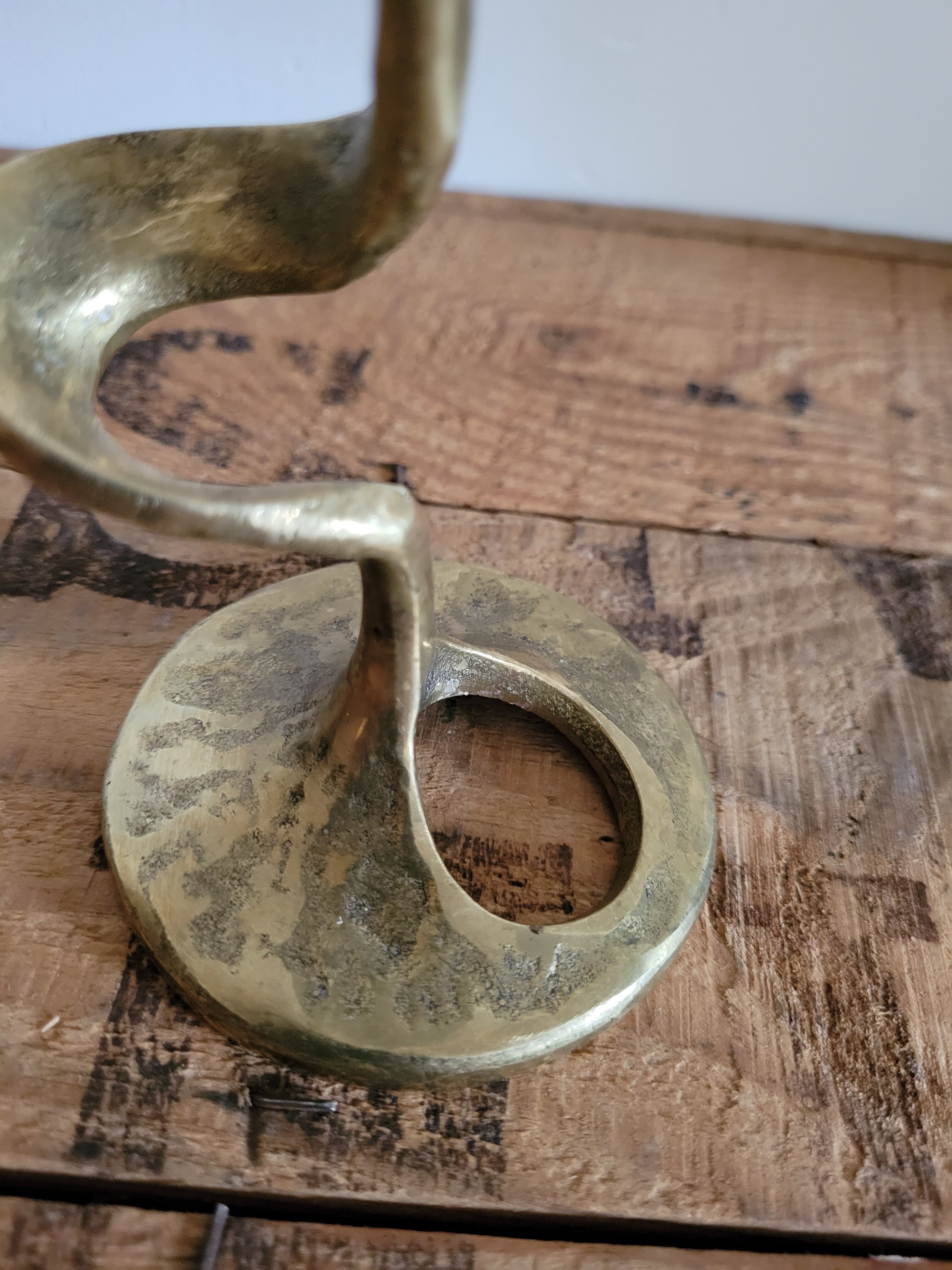 Art Deco bronze snake candle holder