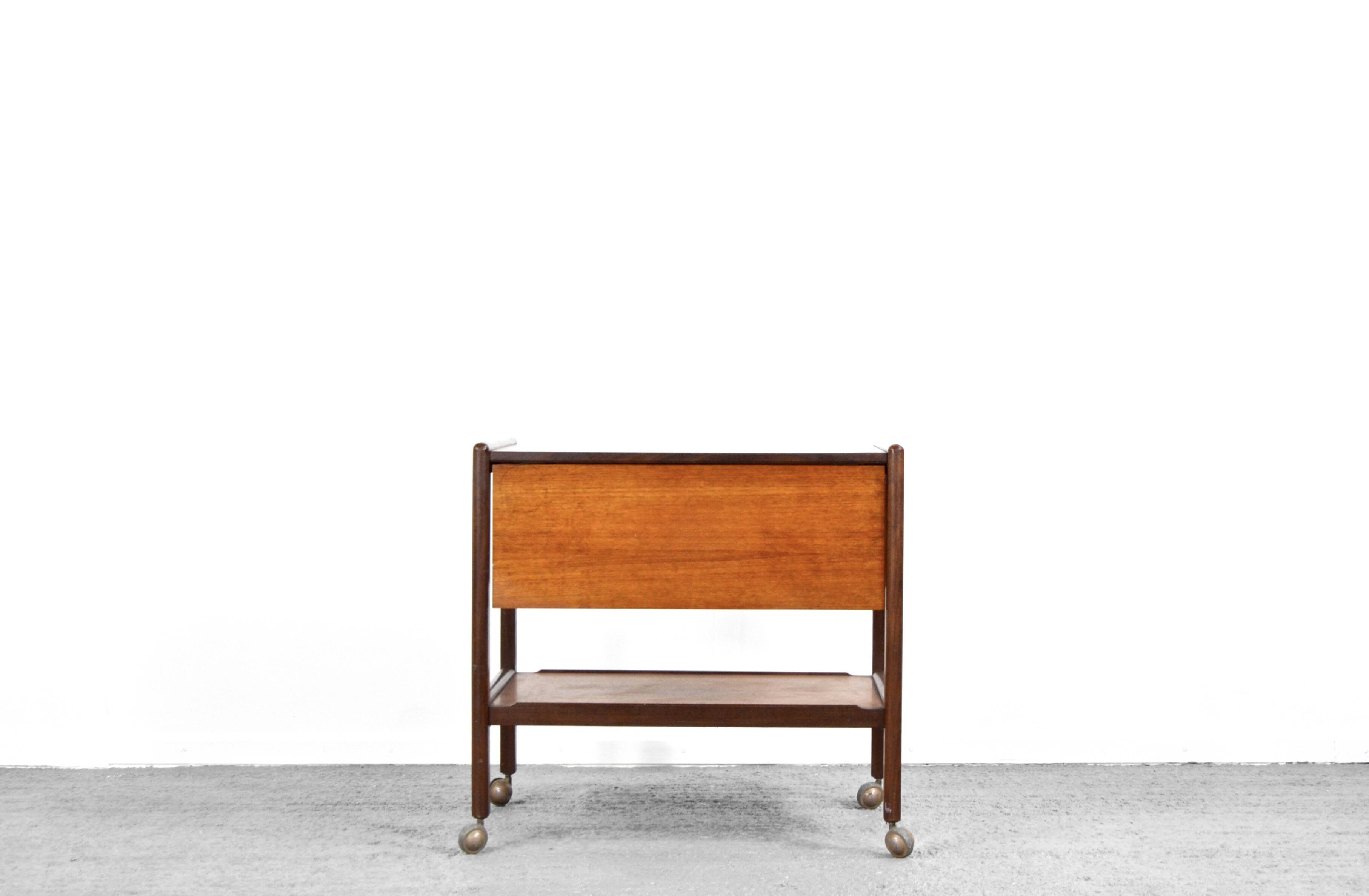 Midcentury Fold Up Drinks Trolley / Hostess In Teak.