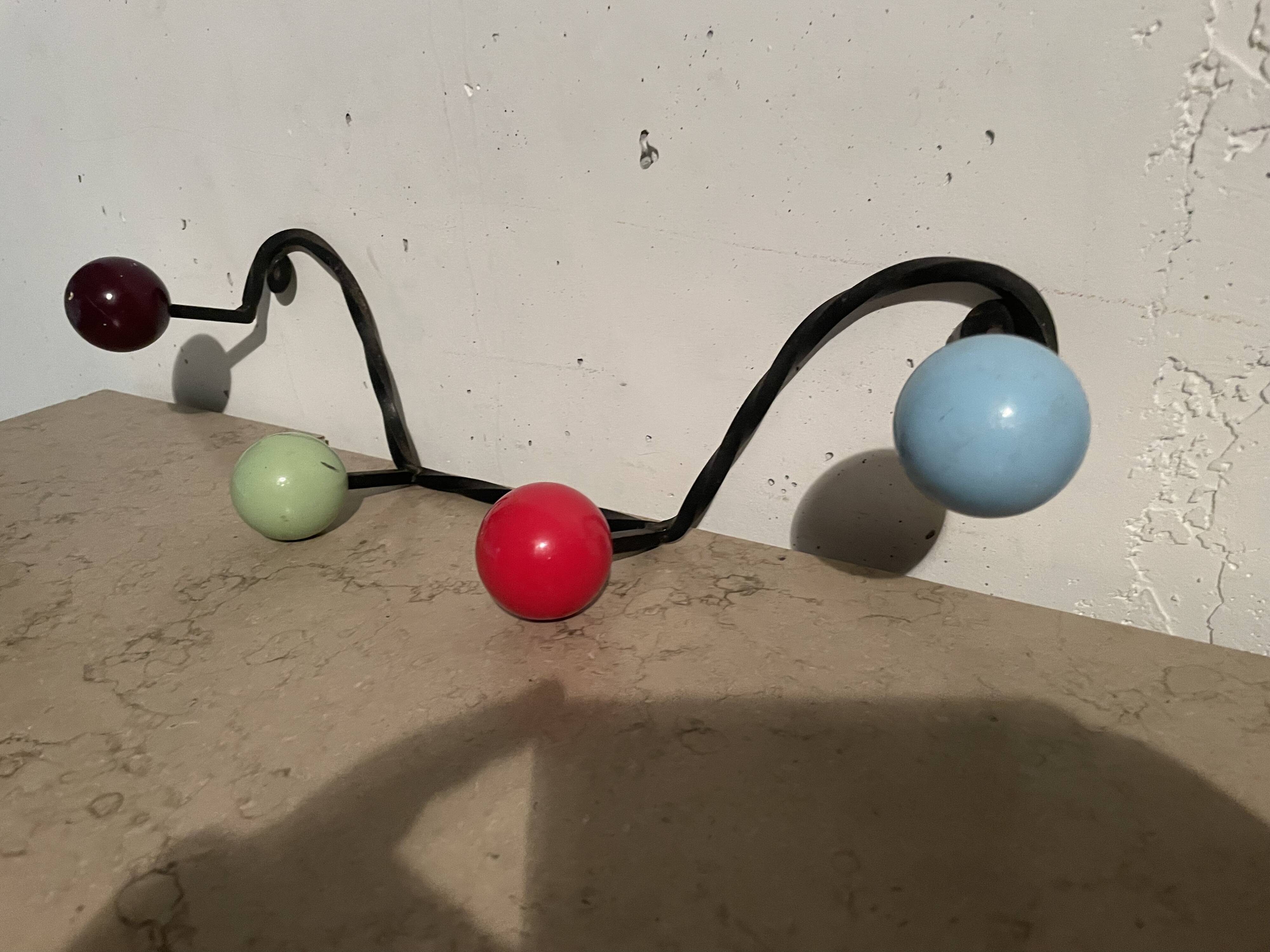 Coat hooks with 4 balls from the 1960s.