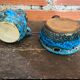 Pichet + Pan Charles CART Cyclope Ceramic Blue France Vintage #D5