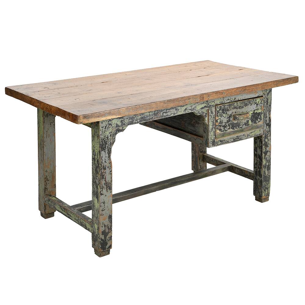 Bureau en bois massif patiné