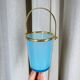 Vintage ice bucket in blue opaline and gold metal