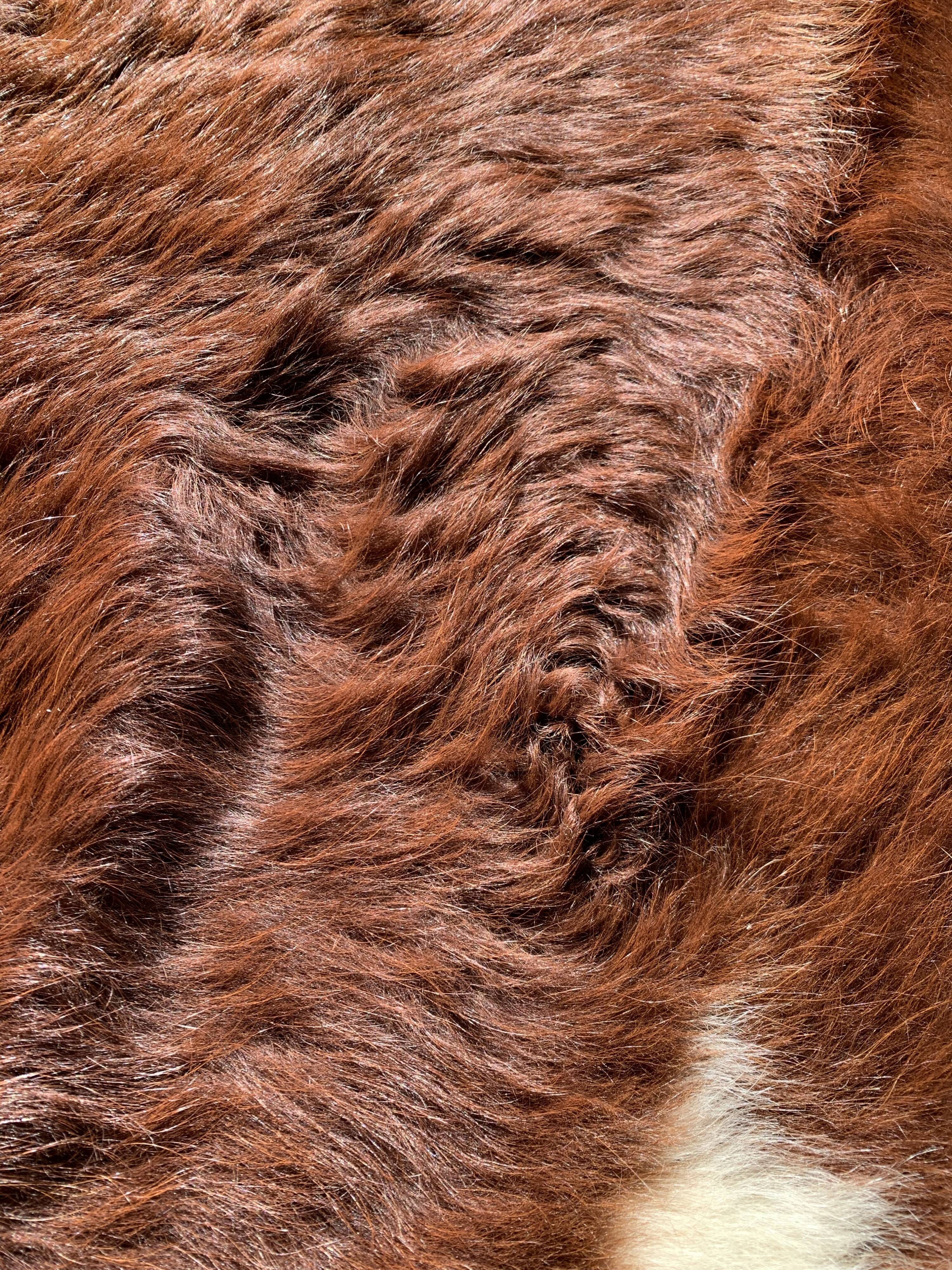 Large vintage natural cowhide carpet 195x188cm