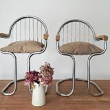 Set of iron and wood armchairs