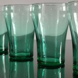 5 old vintage emerald green glasses