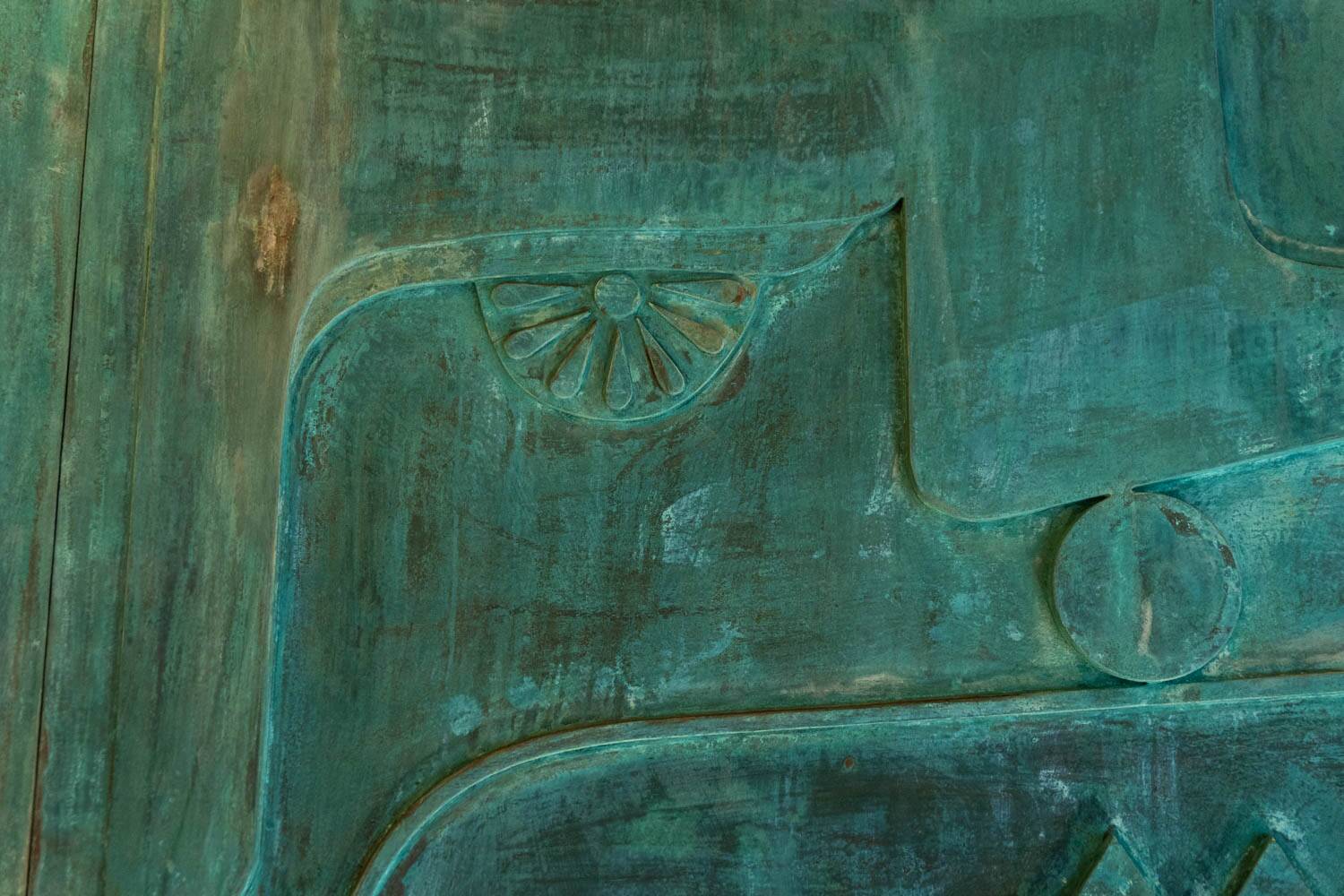 Victory of Segonzac. Sculpted and copper triptych panel. Contemporary.