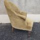 Antique Napoleon III crab chair in patinated mustard velvet.