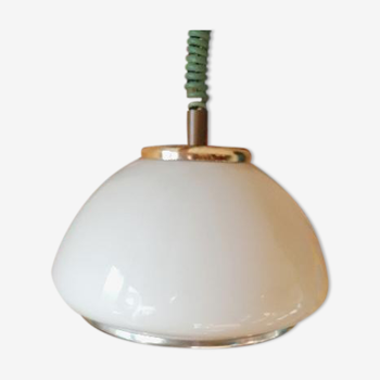 Suspension en opaline crème et laiton années 60