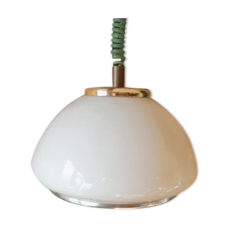 Suspension en opaline crème et laiton années 60
