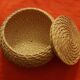 Round woven bamboo box with lid