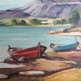 Marine with Shimmering Boats – Knife Oil by Louis D. Garrido