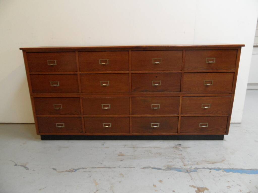 Vintage oak  shop filing cabinet with drawers