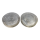 Pair of transparent round glass wall lights