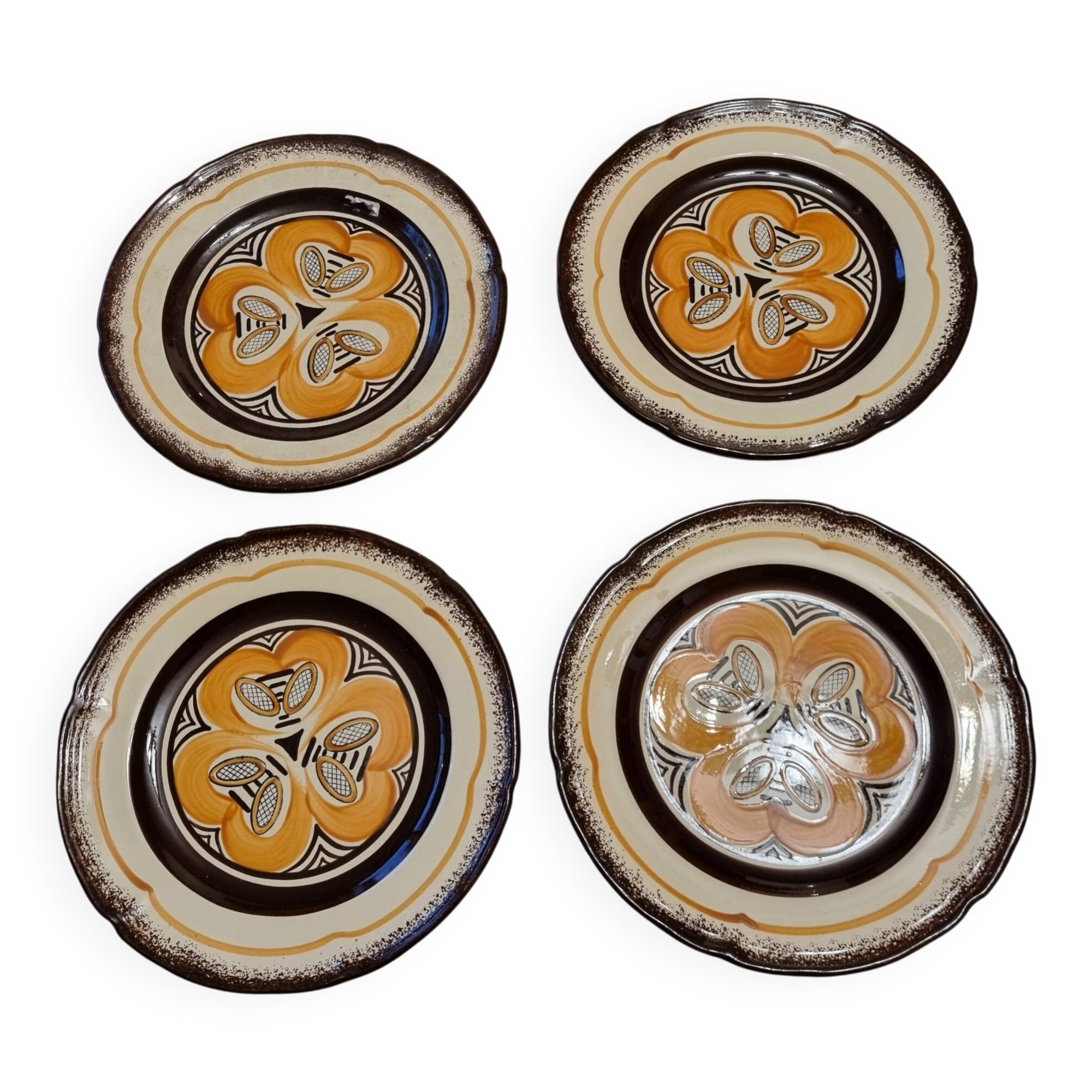 4 ceramic dessert plates Quimper Brittany