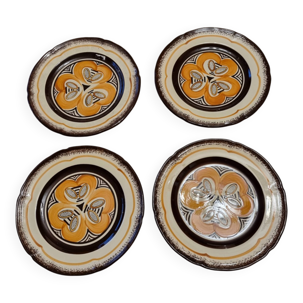 4 assiettes à dessert en céramique Quimper Bretagne