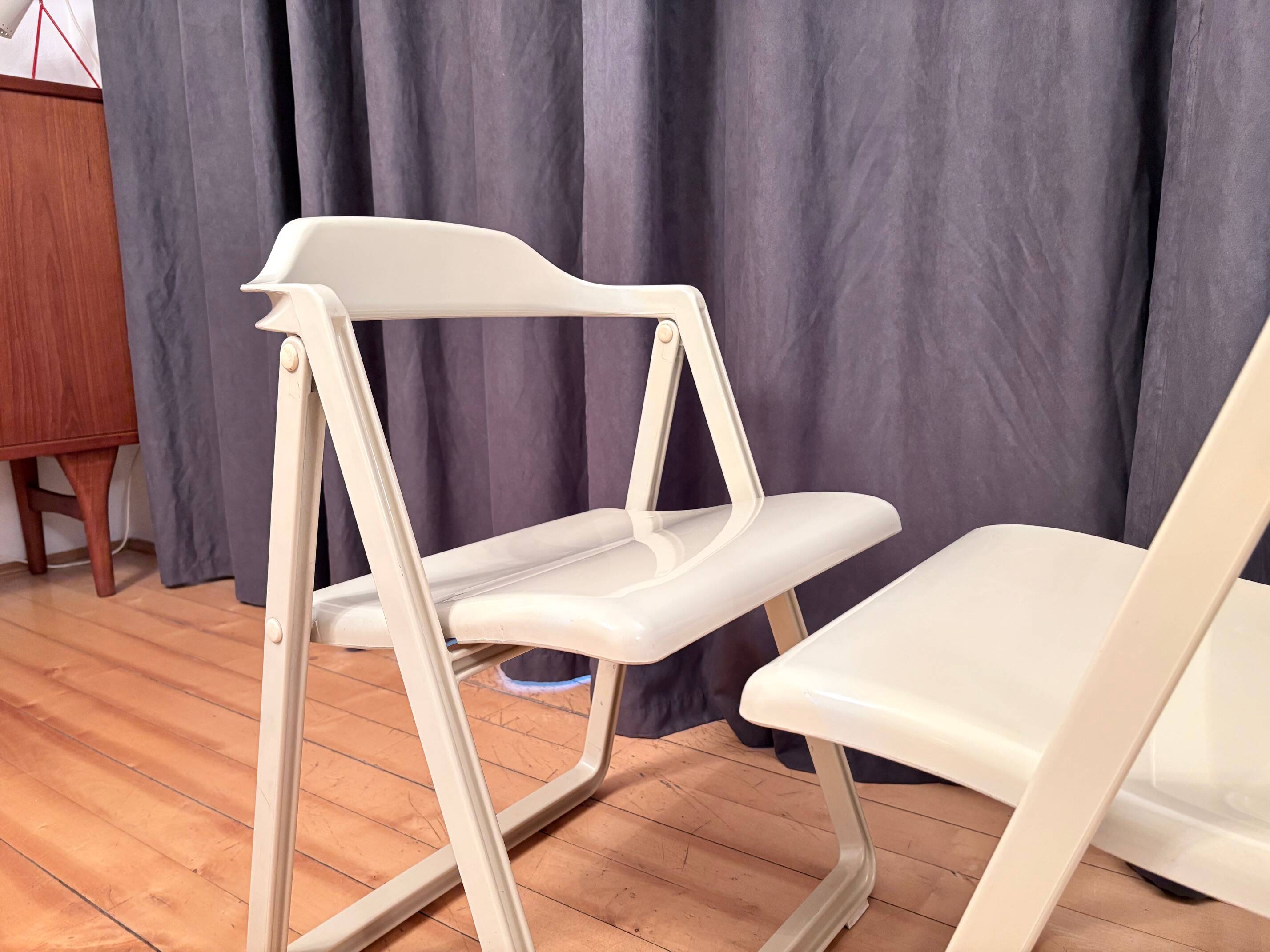 Pair of Borbona Folding Chairs by Carlo Hauner, Fiarm, Italy, 1970s