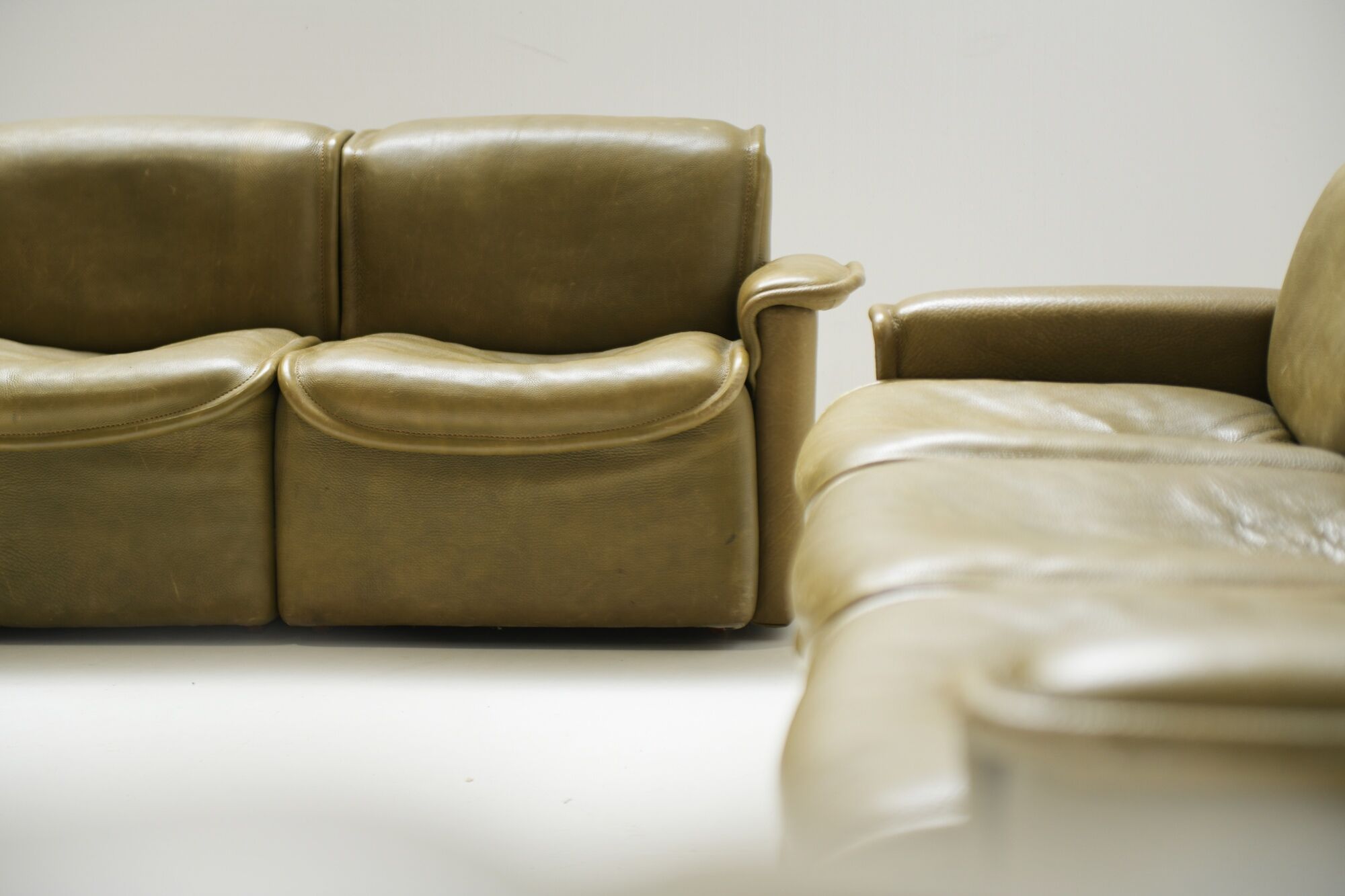 DS-12 modular vintage set in green leather by Team de Sede for De Sede Swiss