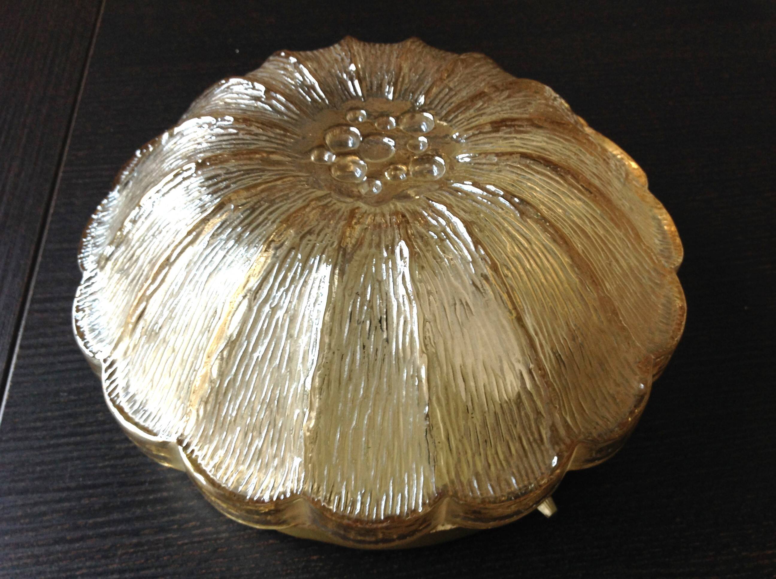 Amber glass ceiling rose by Limburg / vintage 1960s