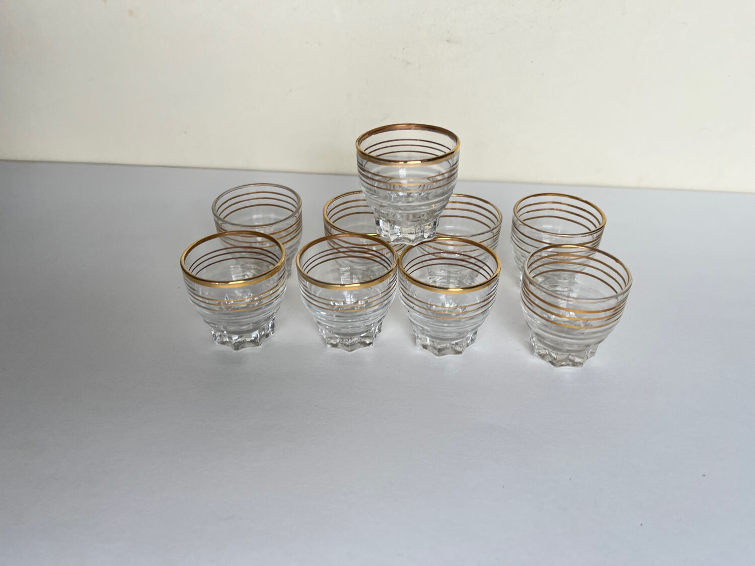 9 vintage shot glasses