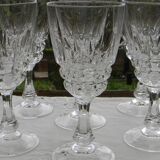 Set of 6 crystal water glasses from ARQUES. Pompadour model.