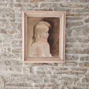 Oil on Canvas Painting of a Child - Young Girl Signed Longrand 1963