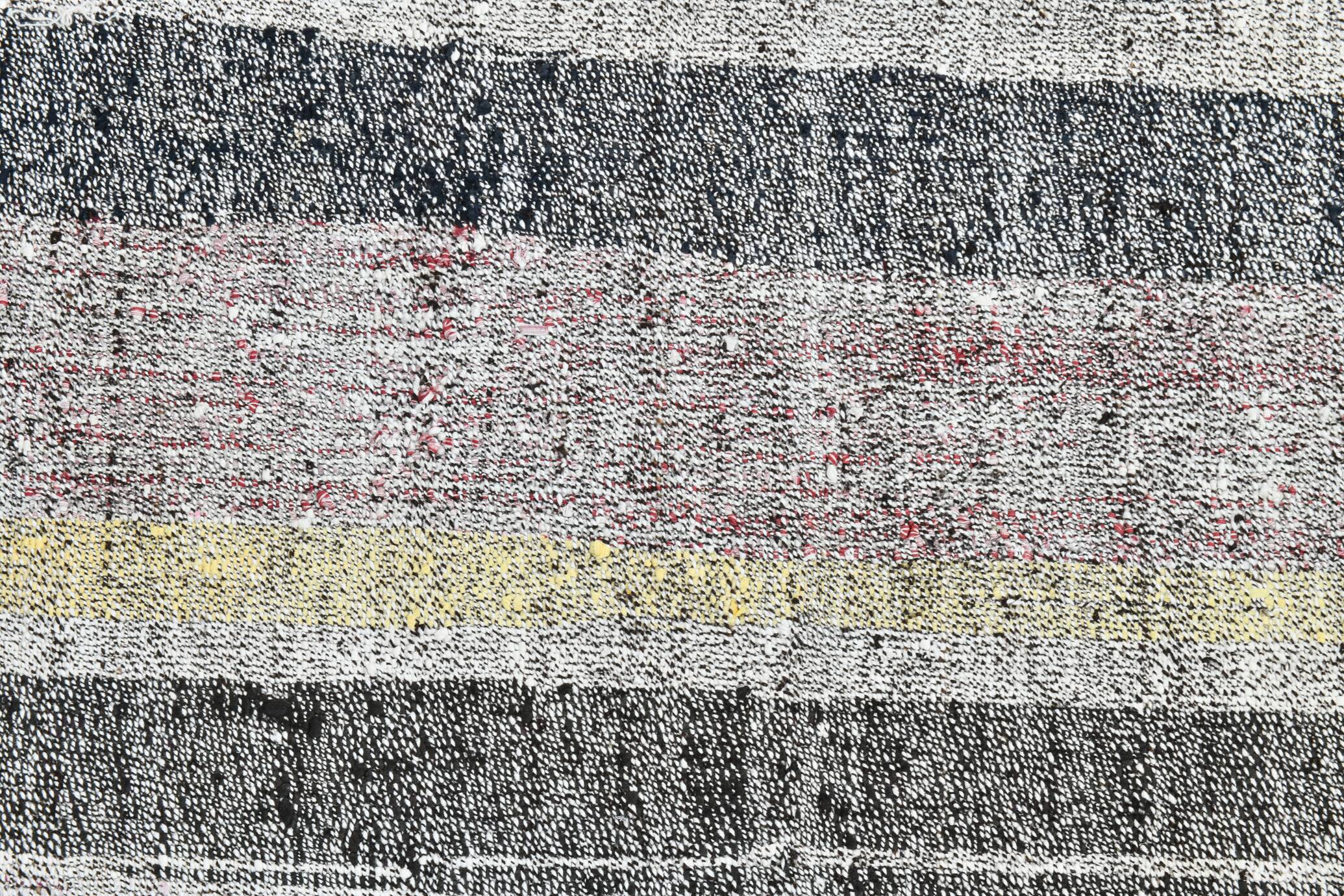 7x10 Yellow Black Striped Vintage Rug, 220x304Cm