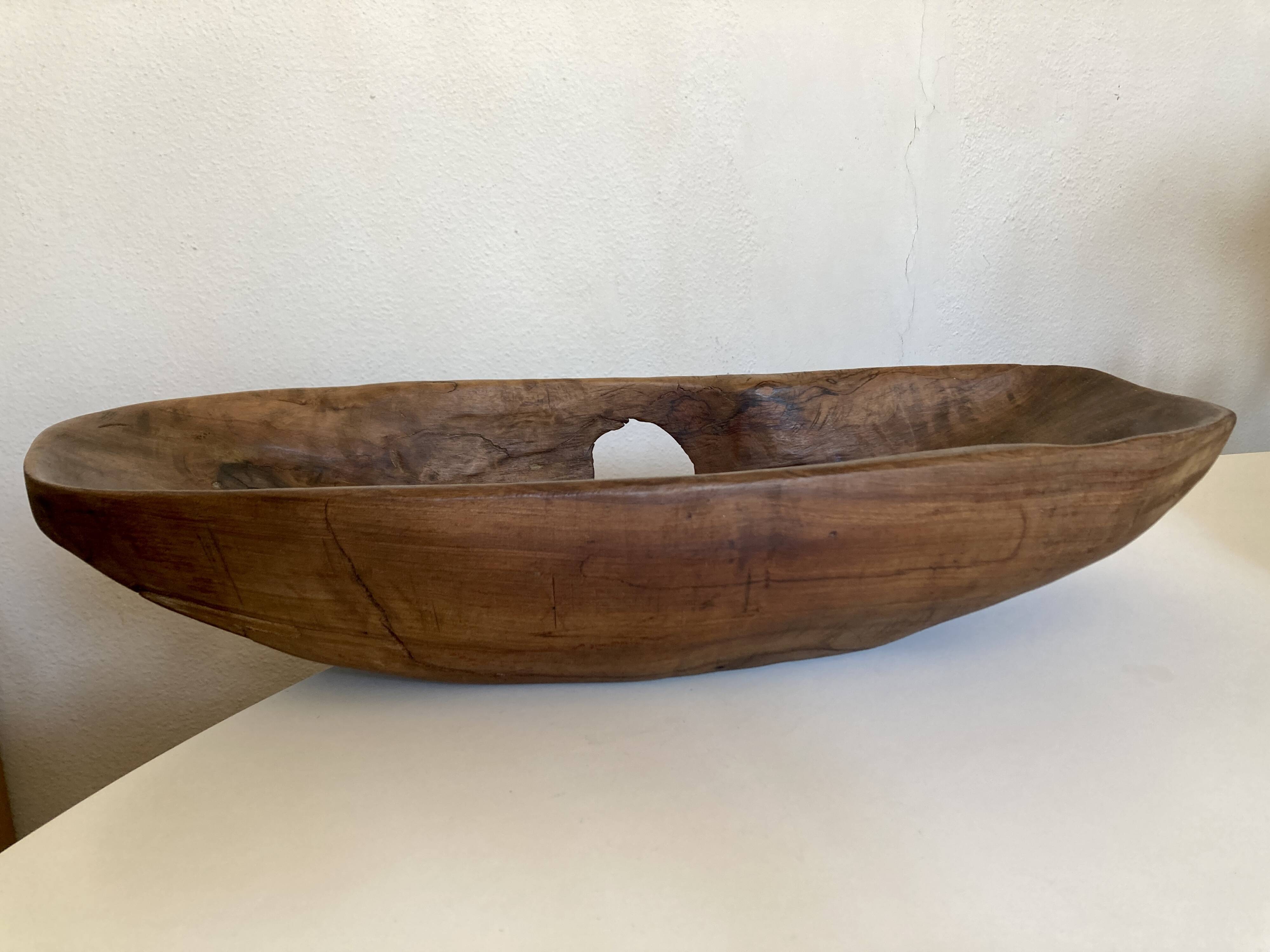 XXXL walnut wood carved centre table 1960 monoxyle