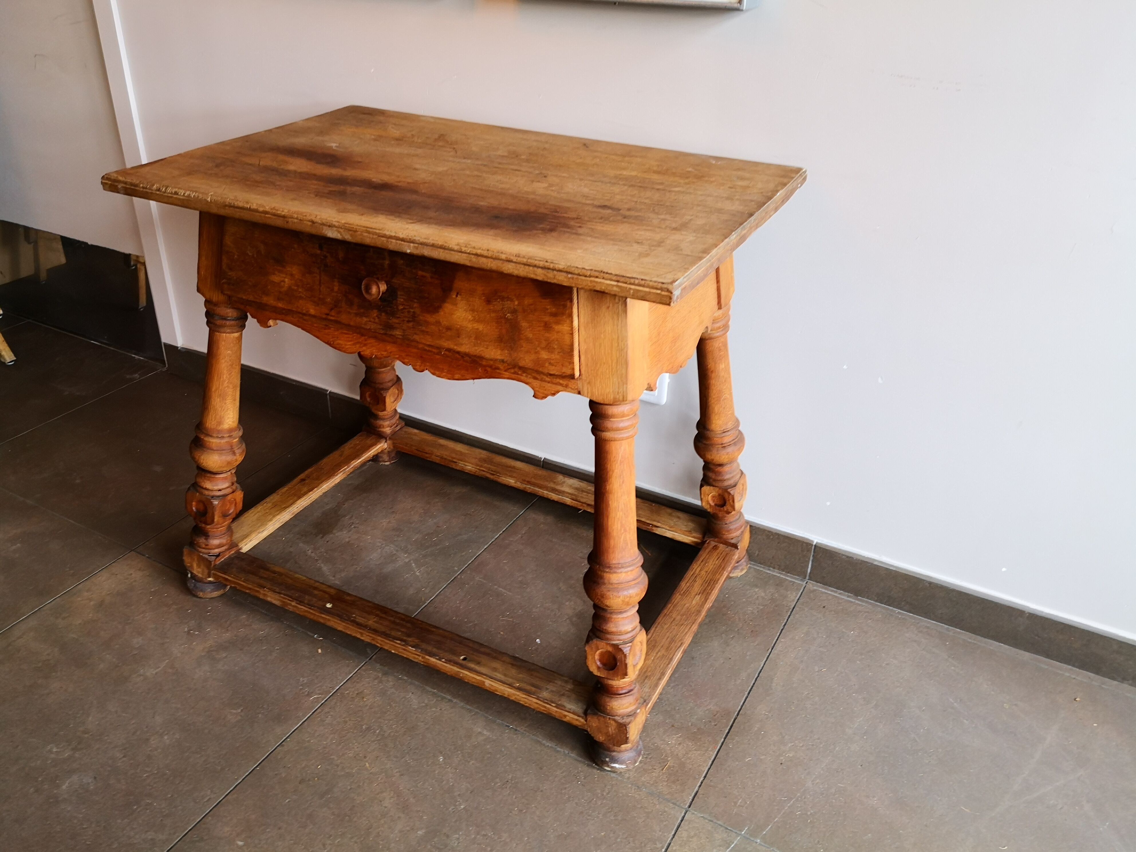 Old country desk feet turned