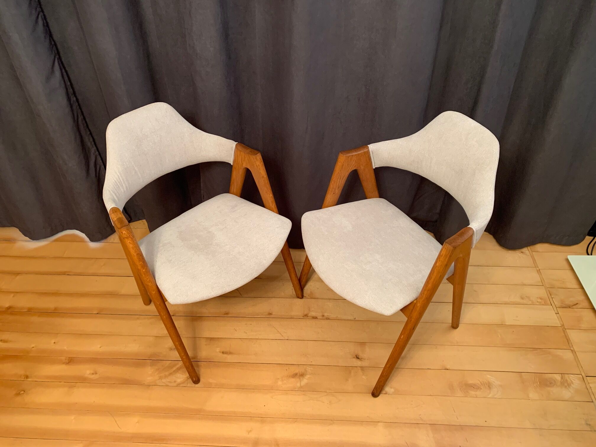 Pair of Compass chairs by Kai Kristiansen, SVA Møbler, Denmark, 1960s