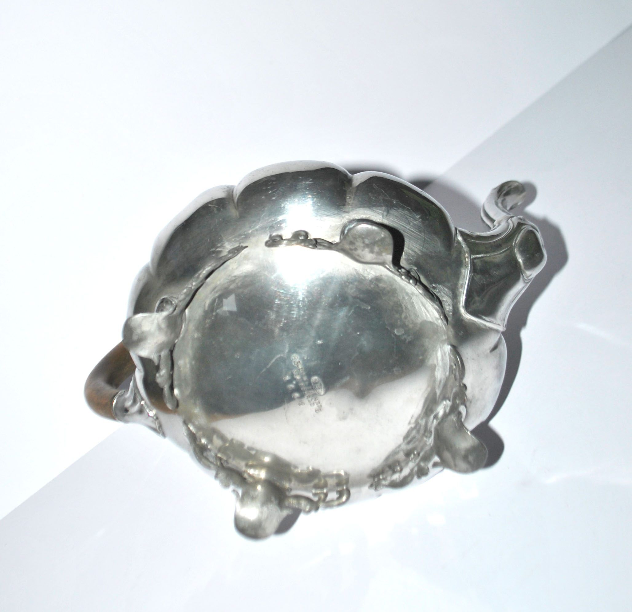 English pewter teapot Sheffield goldsmith Shaw & Fischer 1900
