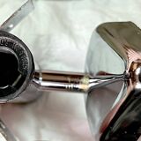 Veca, Pair of smoked glass and chrome wall lights, Italy 1970s