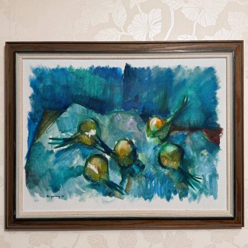 Original Swedish Oil on Canvas – "Abstract Composition" by Bergengren – Signed – Dated 1970 – Framed – 69 × 54 cm (27.2" × 21.3")