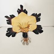 Large vintage amber glass art vase - Height 32cm