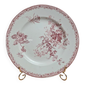 Round vintage plate Sarreguemines Fontanges red – Old ironstone
