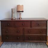 Chest of drawers braided rattan and wood