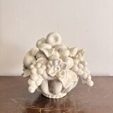 Ceramic Fruit Basket Sculpture Enamelled White 19th Century Malicorne