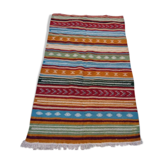 Tapis kilim multicolore fait à la main en laine 195x115cm