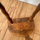 Vintage wooden half-moon tripod stool with twisted legs