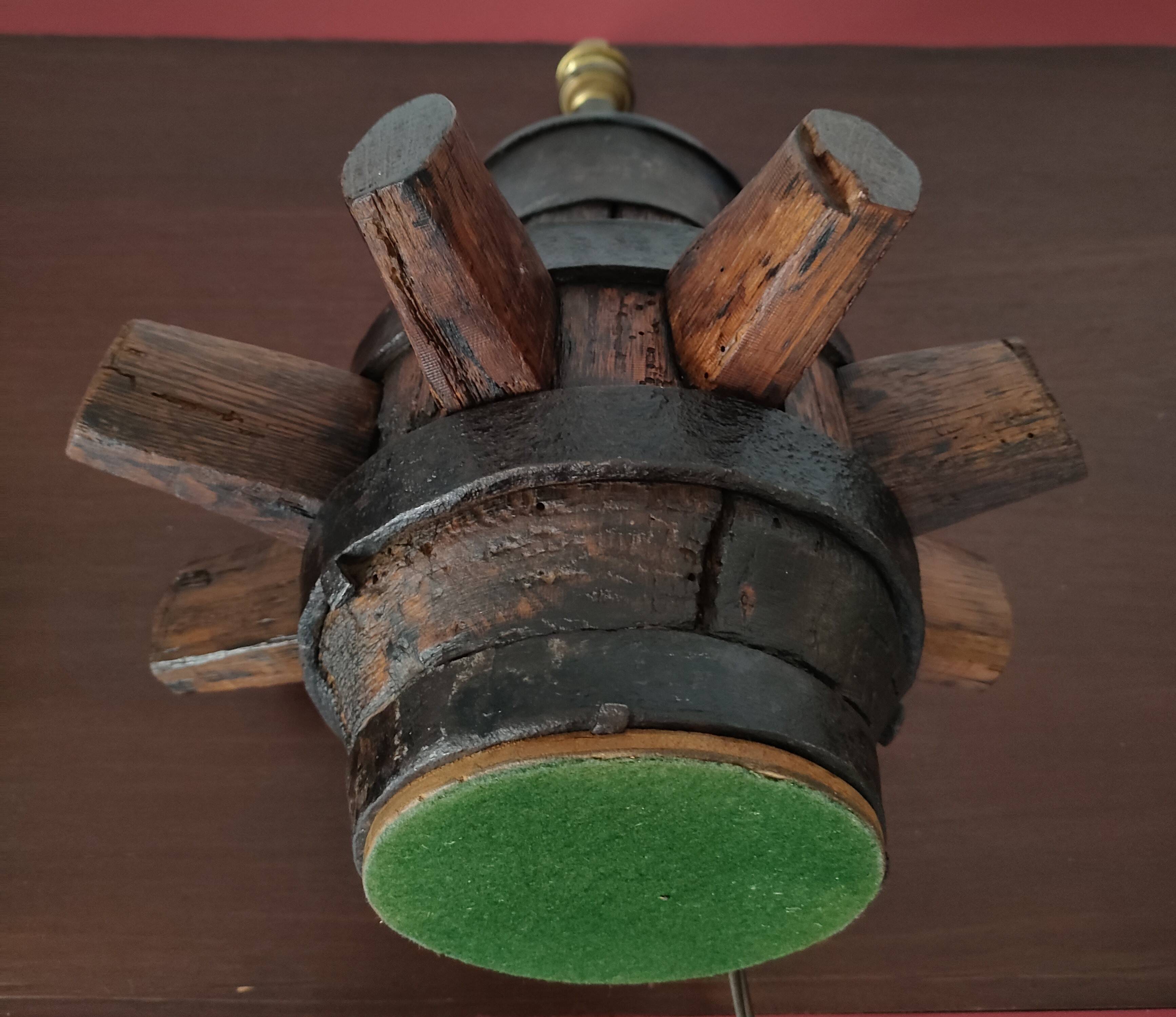 Old wheel hub lamp ~ brutalist art ~ 50's ~ france