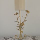 Lampe en métal peinte à la main, abat-jour en tissu beige et crème