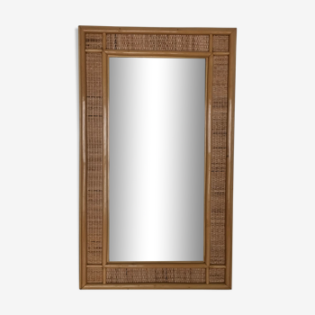 Miroir en rotin en bambou et rotin tressé 56x96cm