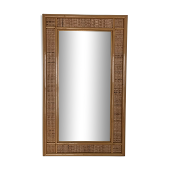 Miroir en rotin en bambou et rotin tressé 56x96cm