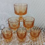 6 petits verres vintages oranges