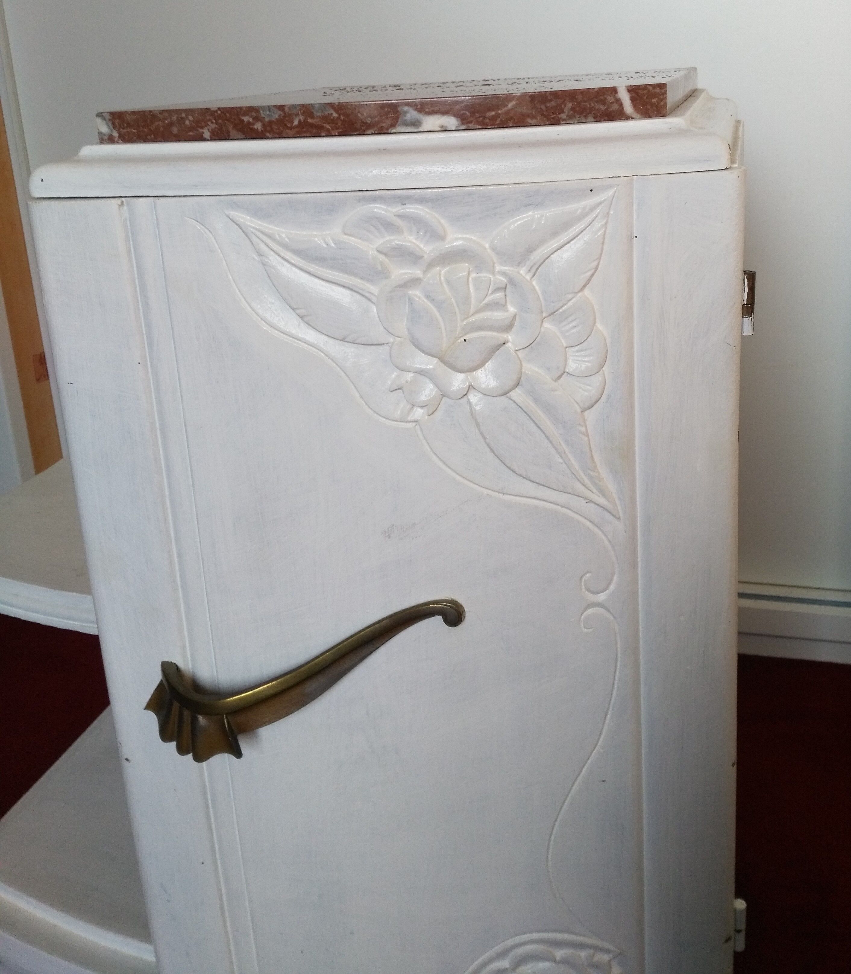Art Deco bedside table top red marble