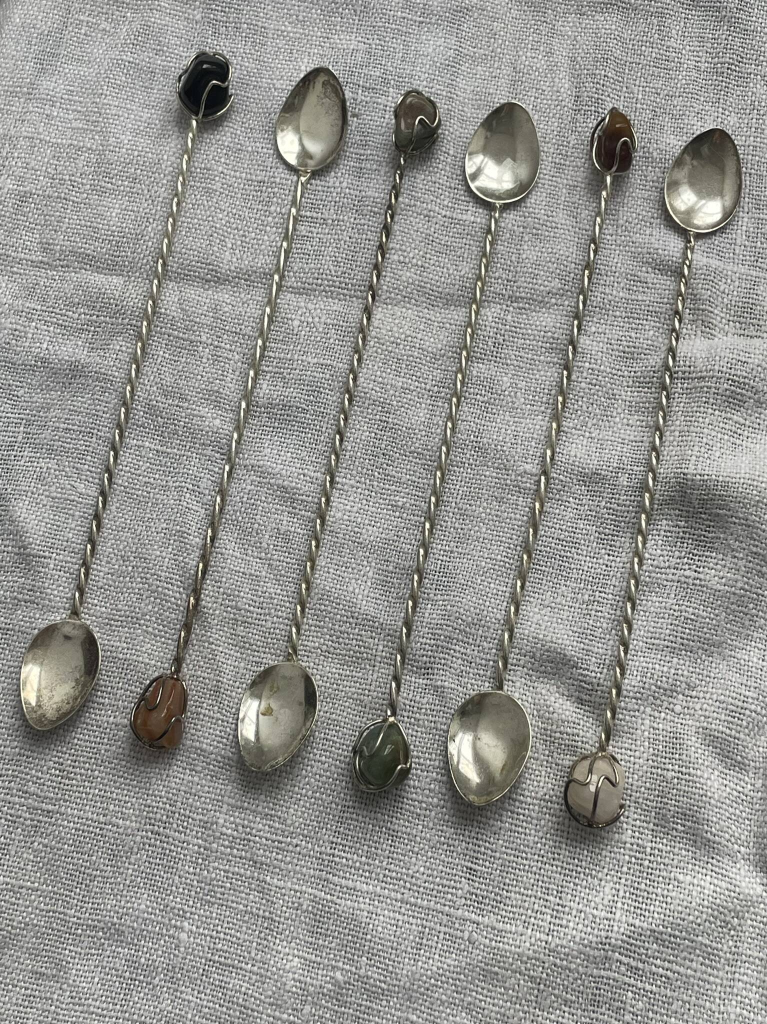 Large twisted spoons with semi-precious stones