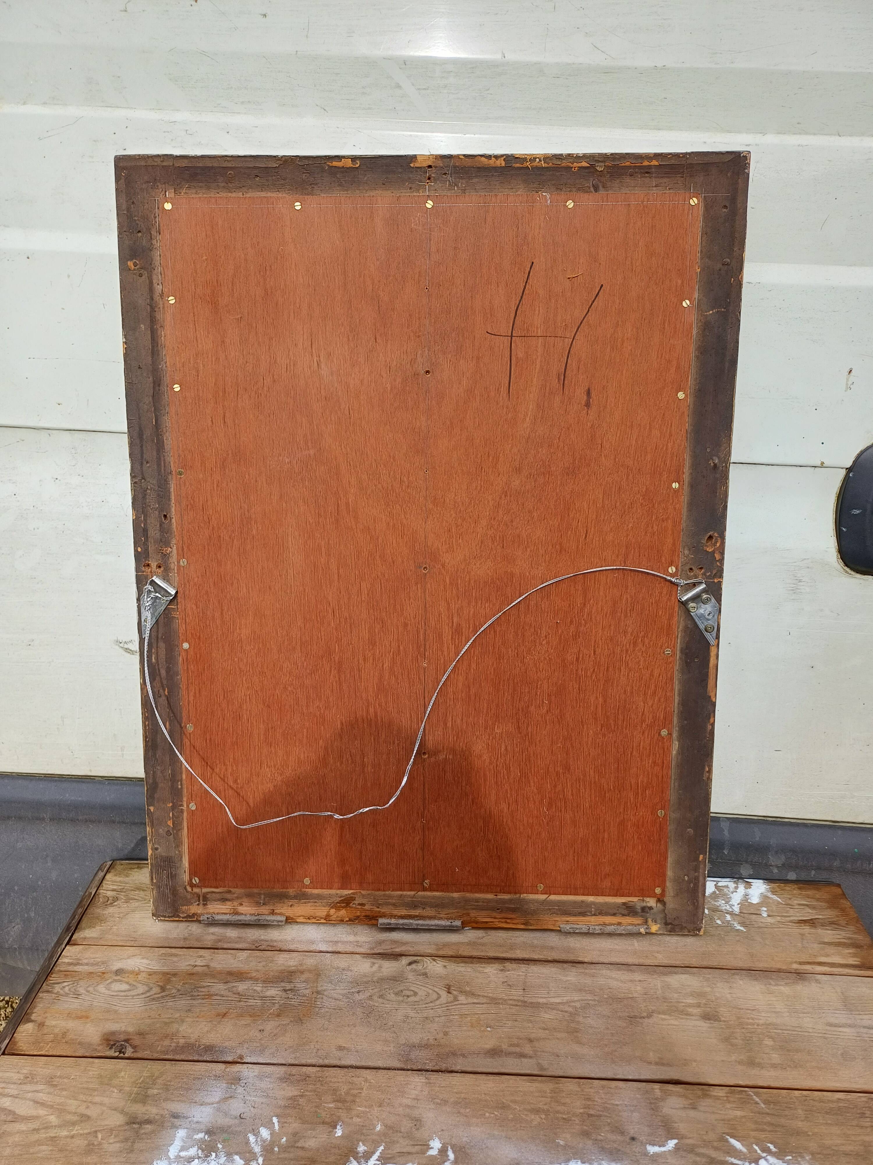 Wood mirror and golden Stuk