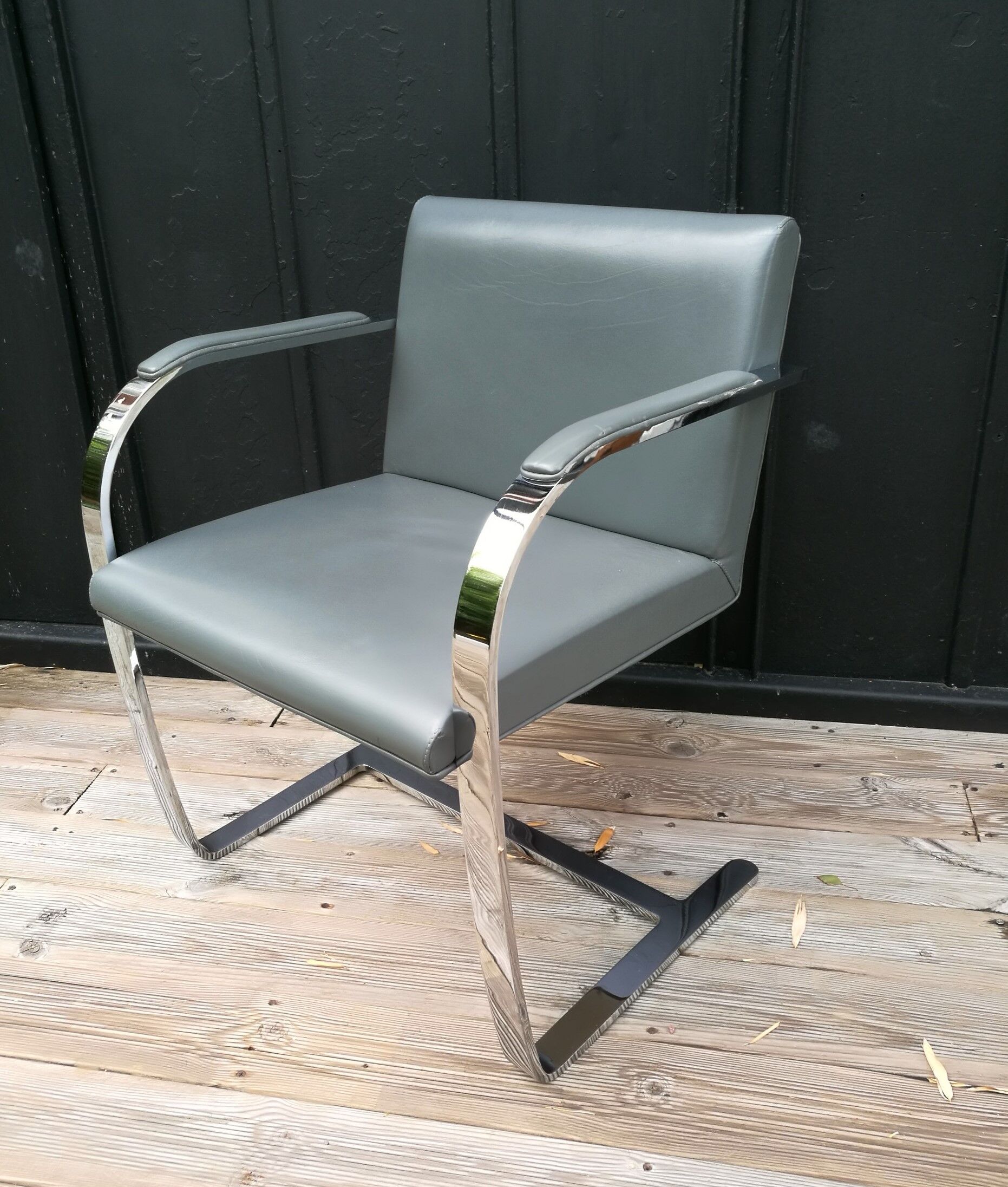 Gray skai chrome design armchair