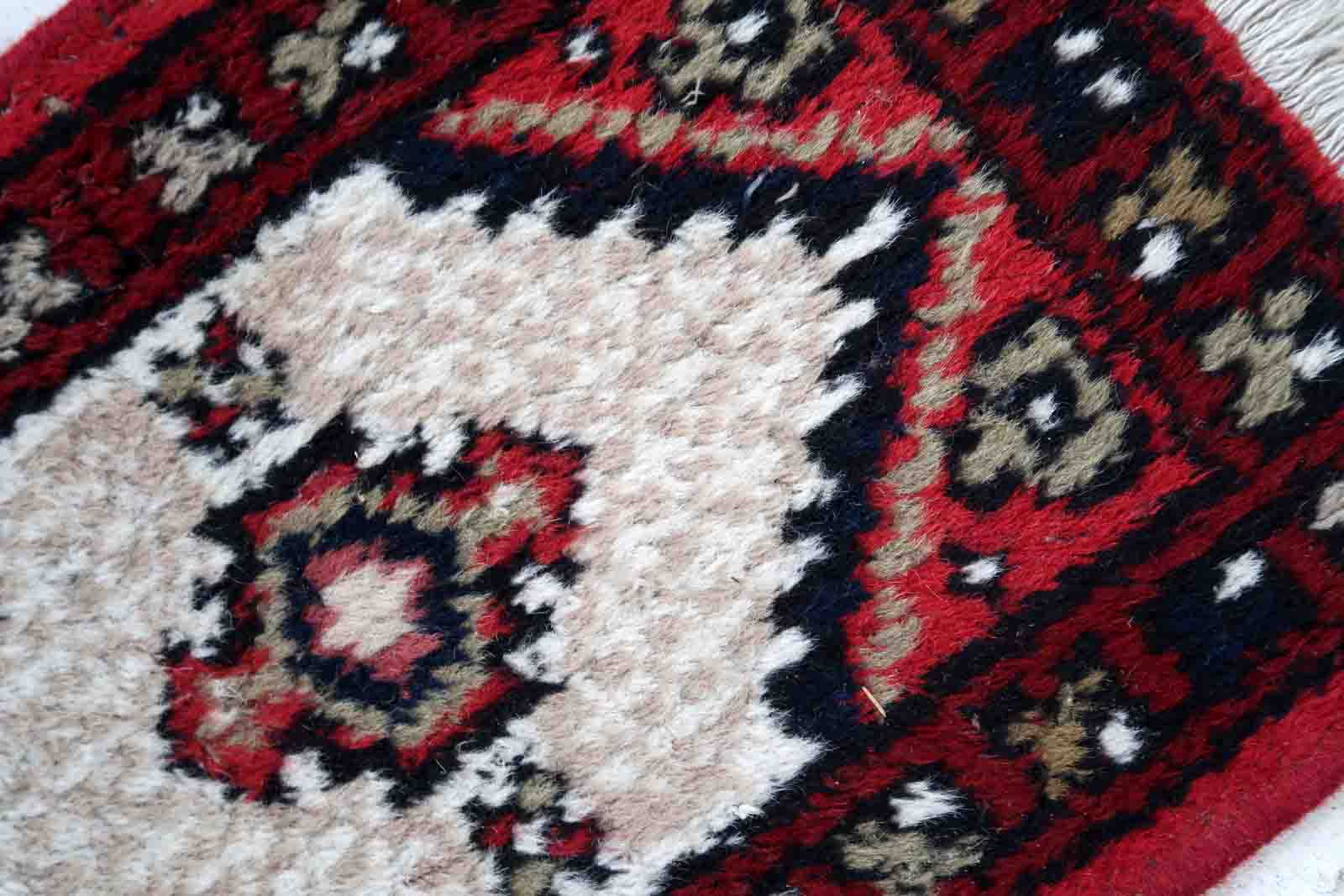 Vintage Persian carpet Hamadan handmade 40cm x 59cm 1970s