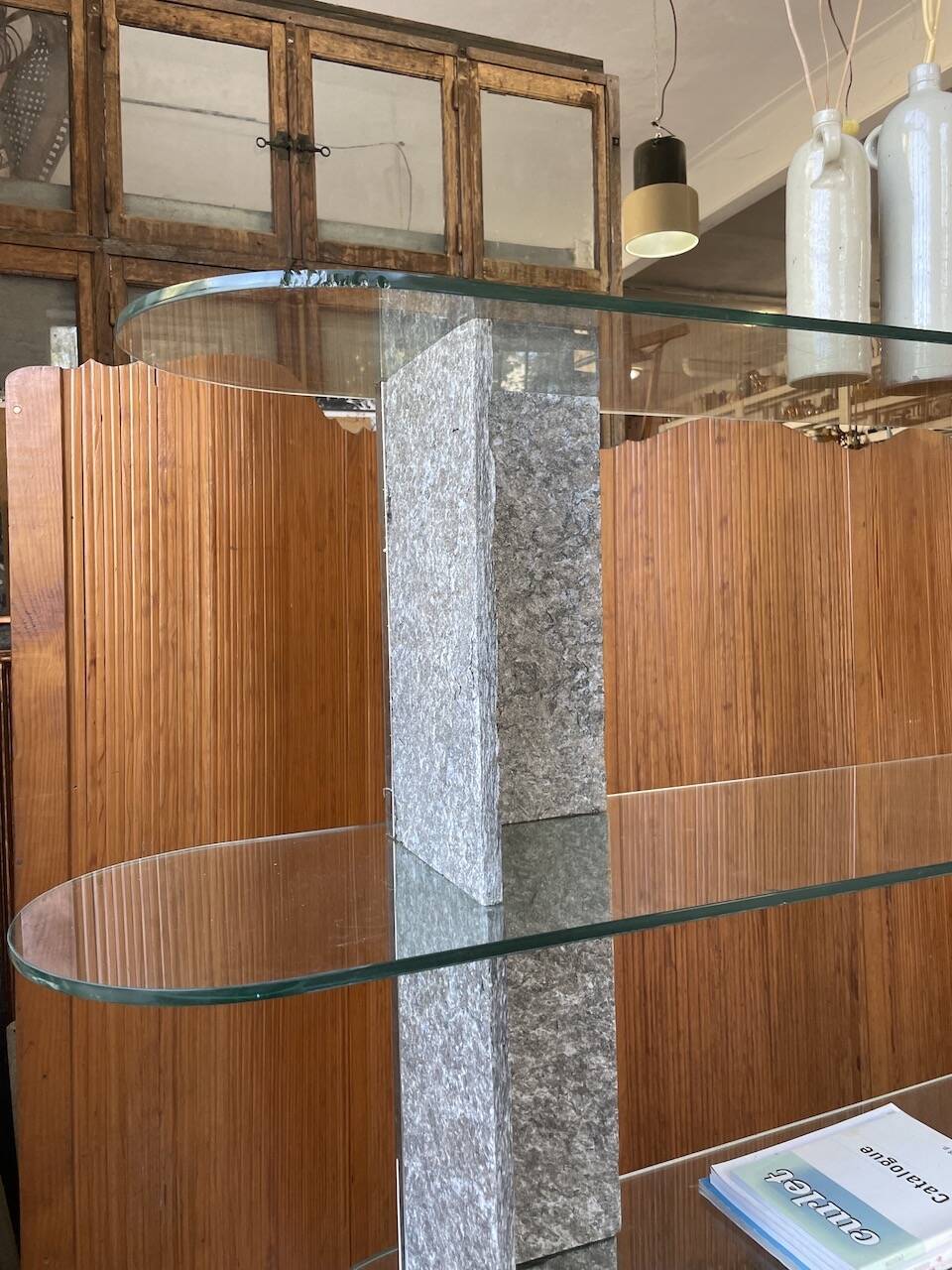 Roche Bobois stone and glass sculpture shelf 1970s